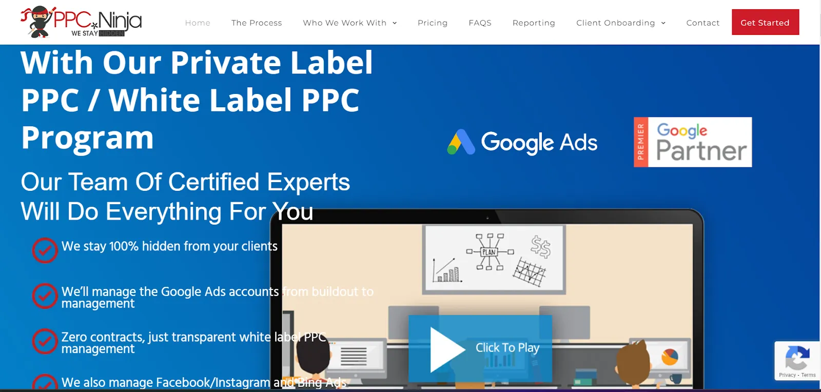 PPC Ninja's white label page