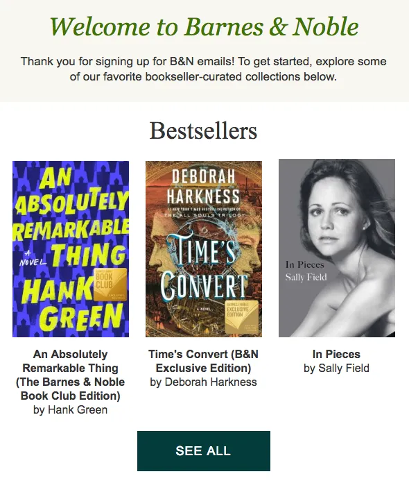 barnes and noble welcome email