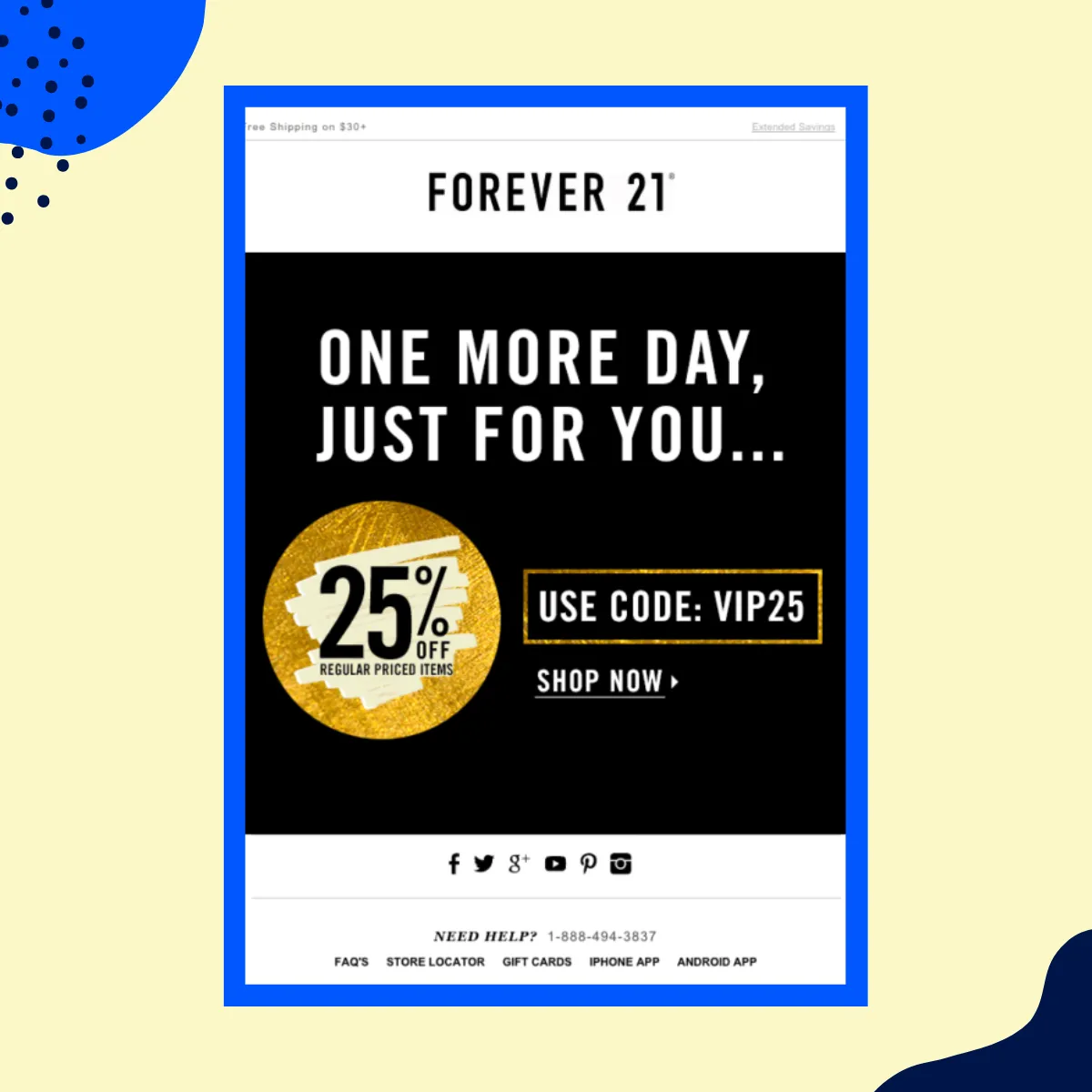 BFCM retareting strategy email example: Forever 21