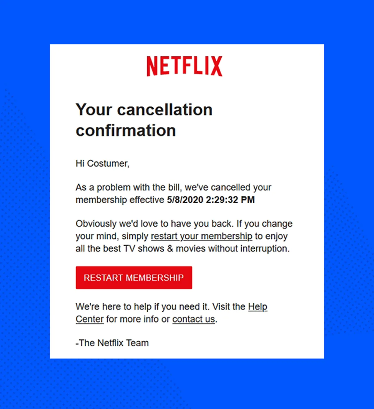 cancellation confirmation