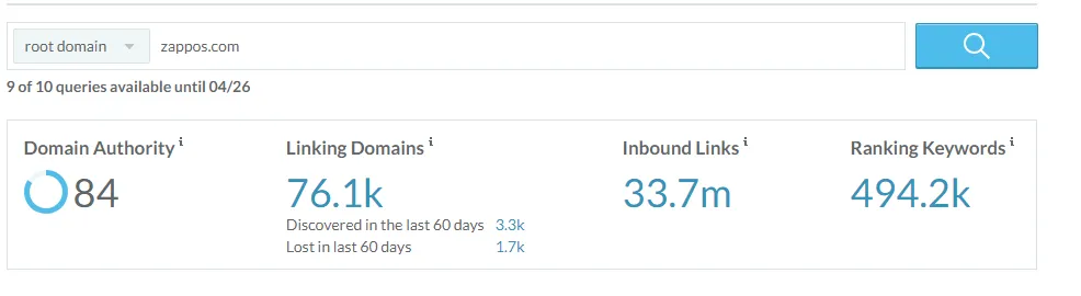 moz dashboard showing SEO vitals