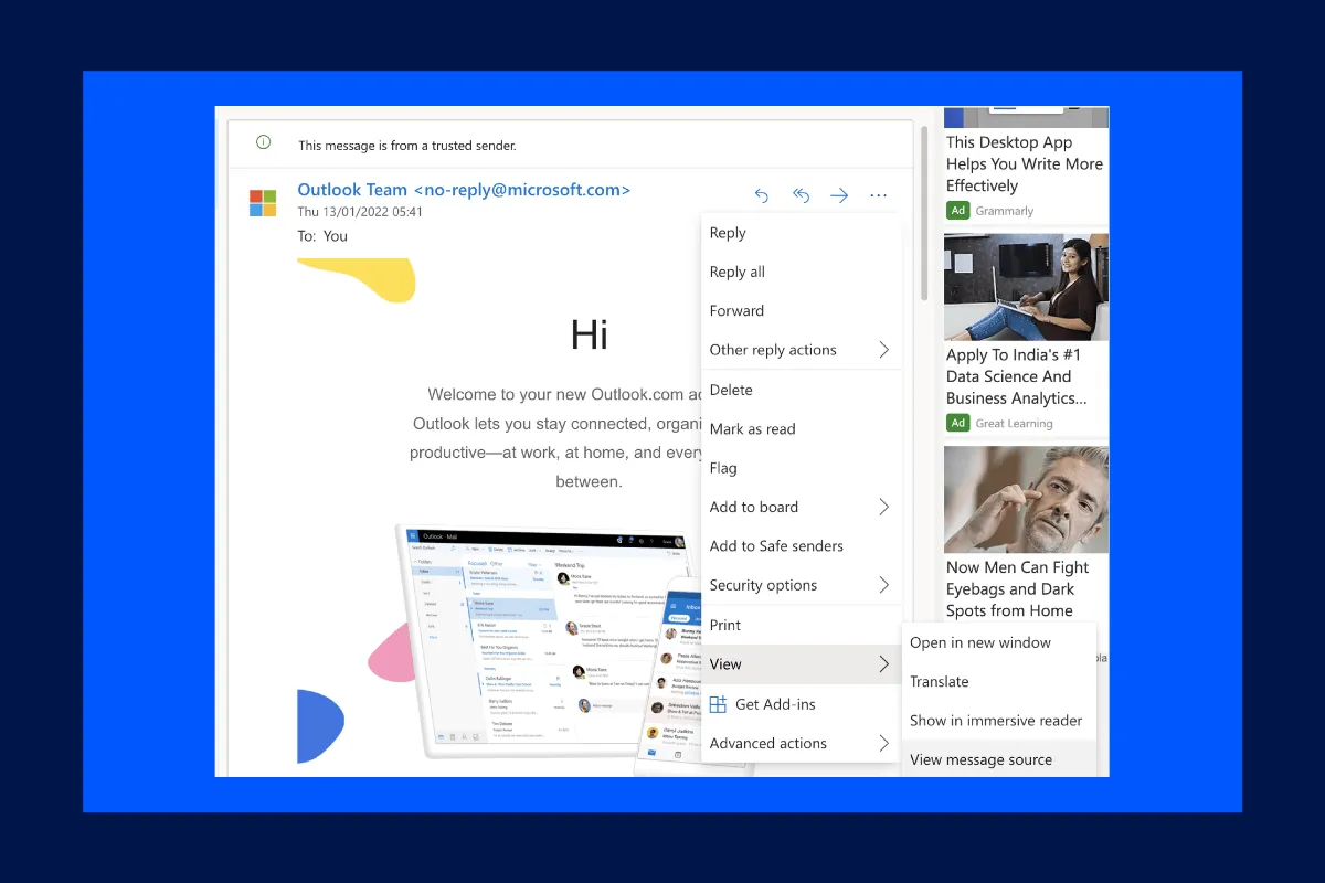 Outlook header