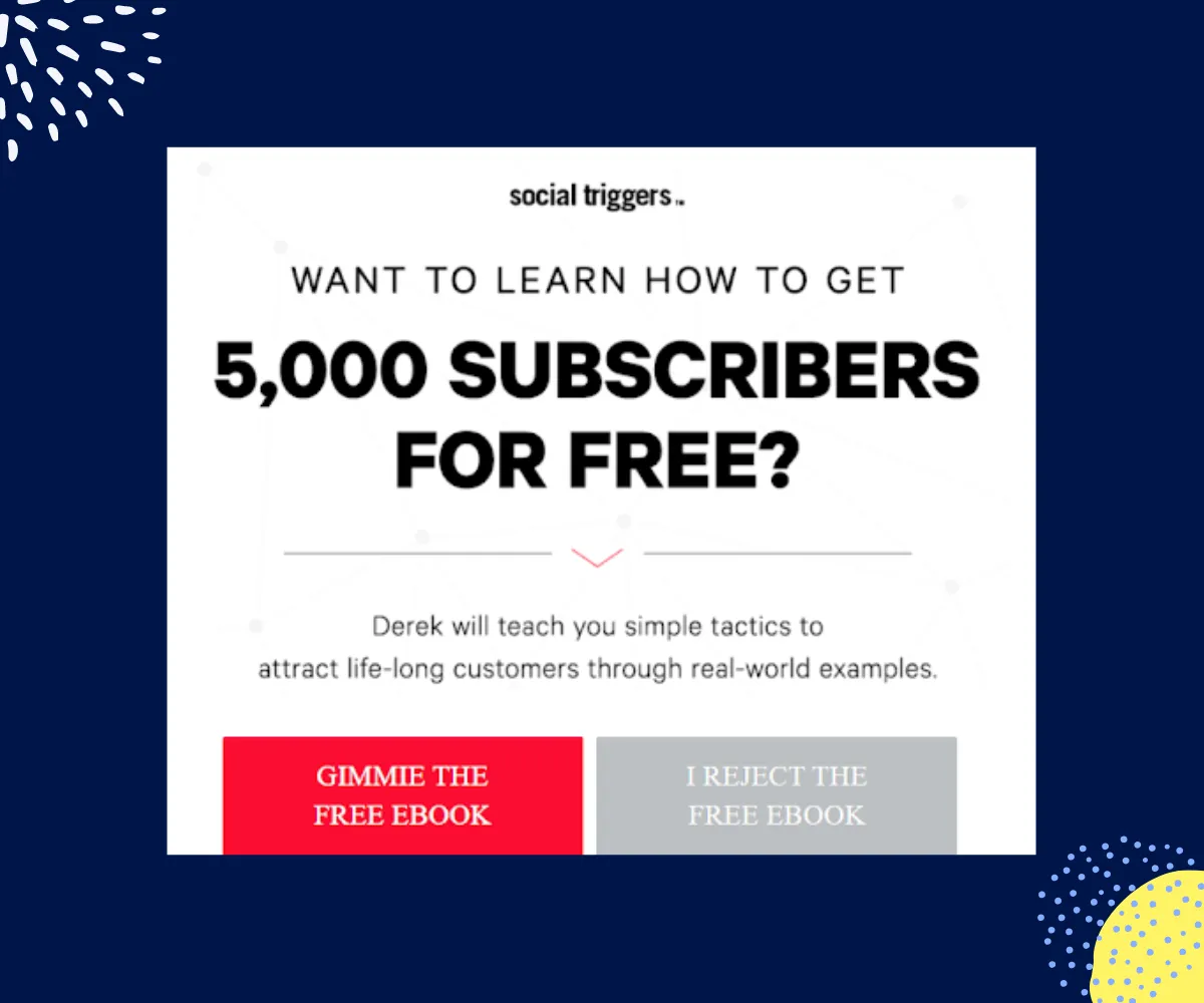 Social triggers CTA example
