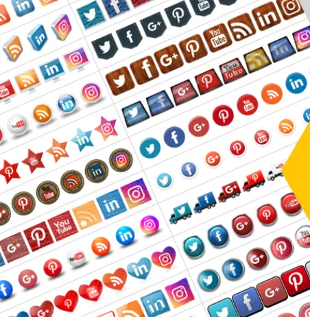 floating social media icon logo