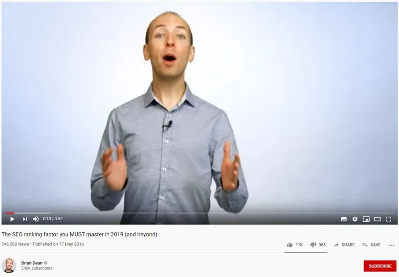 Screenshot from Brian Dean's Youtube video