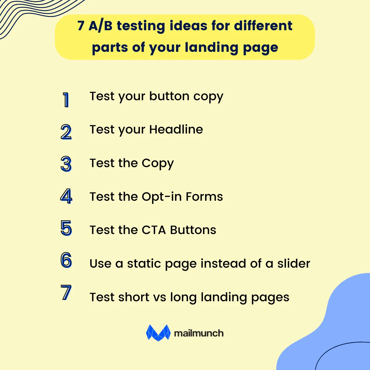 Infographic: 7 A/B testing ideas for different parts of your landing page