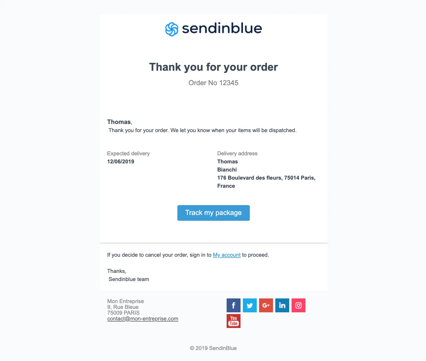 Transactional email format example