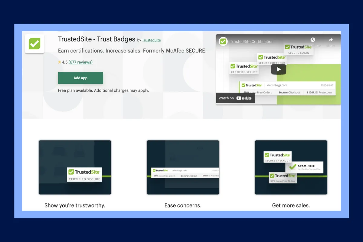 McAfee Secure shopify app