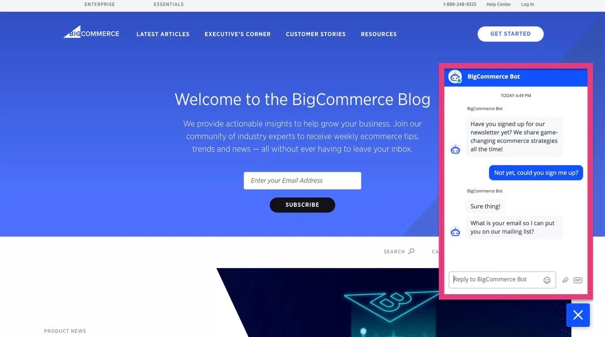 chat bot opt in example
