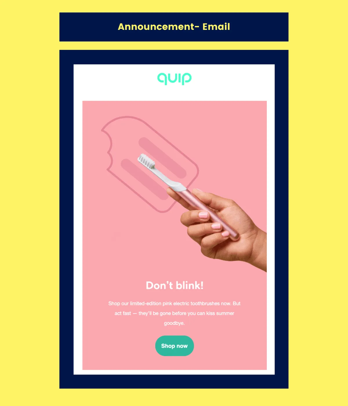An inside look of announcement email by Quip
