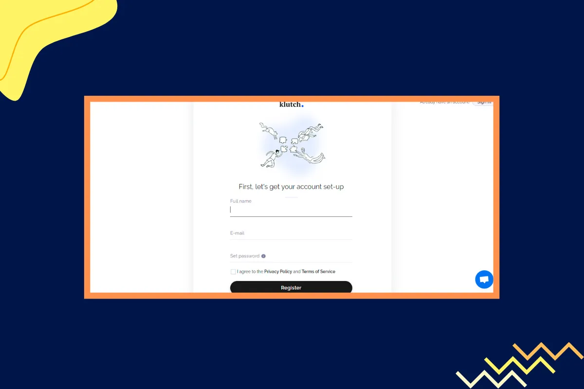 Klutchs Sign up form