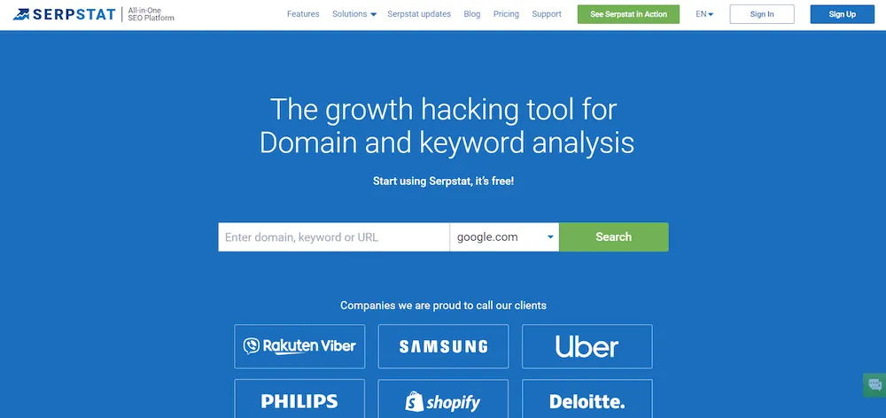Marketing analaytics tool: Serpstat