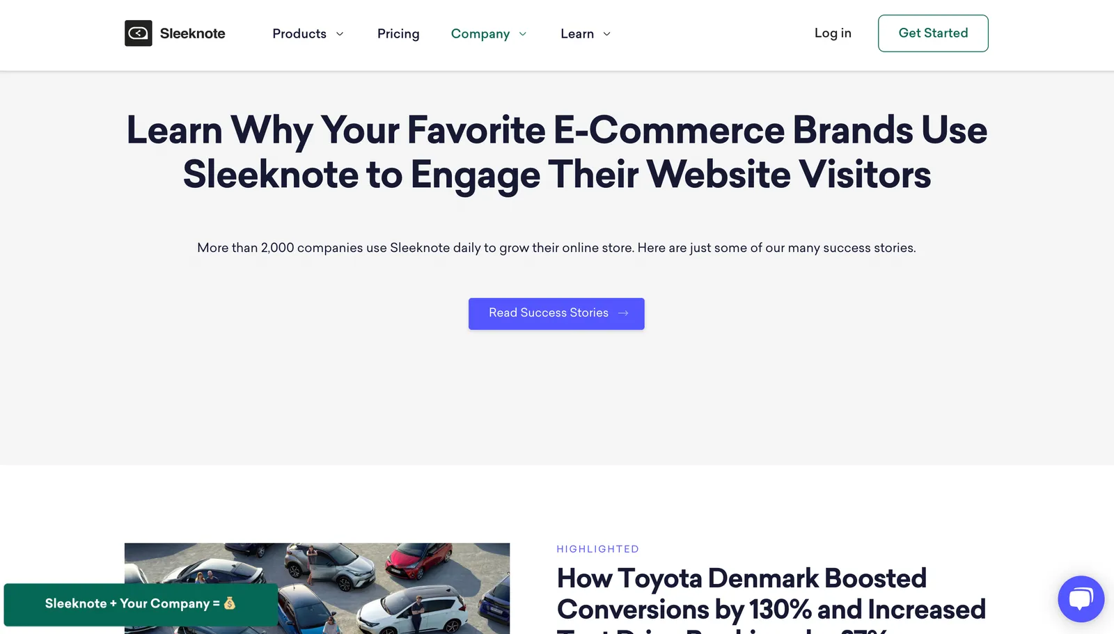 sleeknote popup