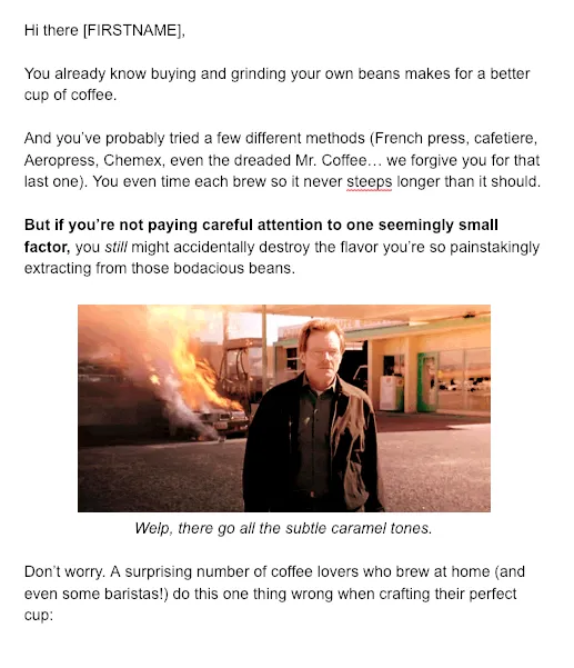 Punchline Email Example