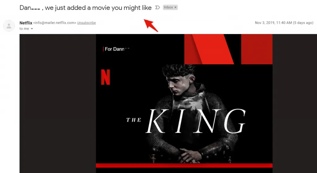 netflix's email screenshot