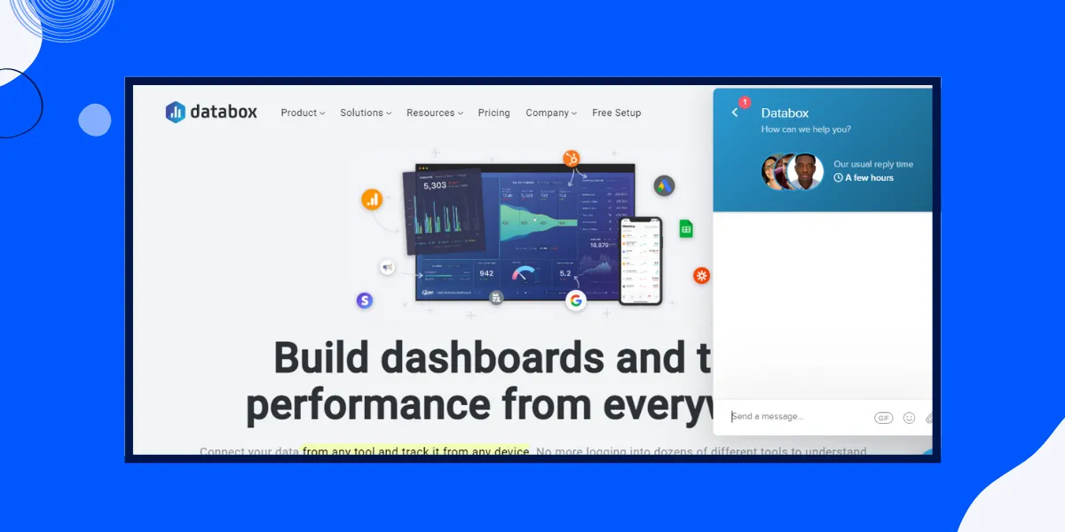 B2C lead generation examples: Chatbot by Databox