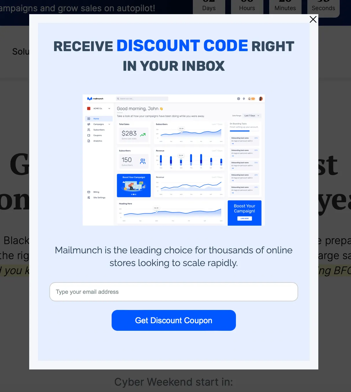Newsletter signup email example: The value-added content