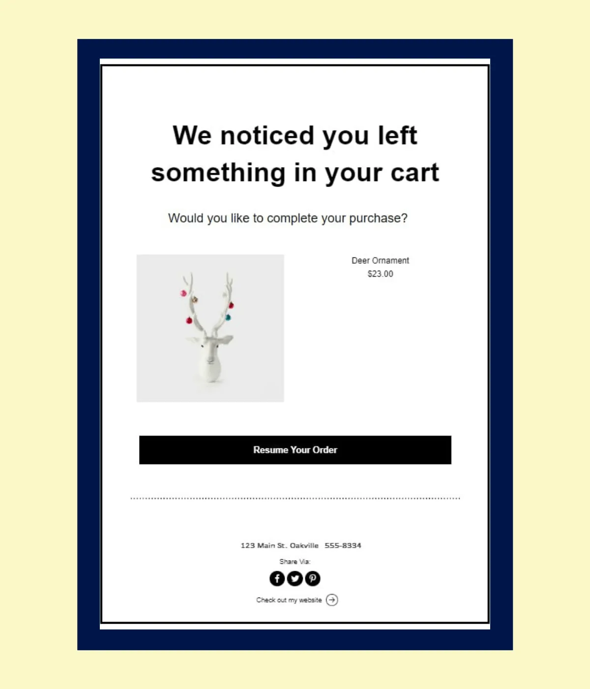 Abandoned shopping cart example
