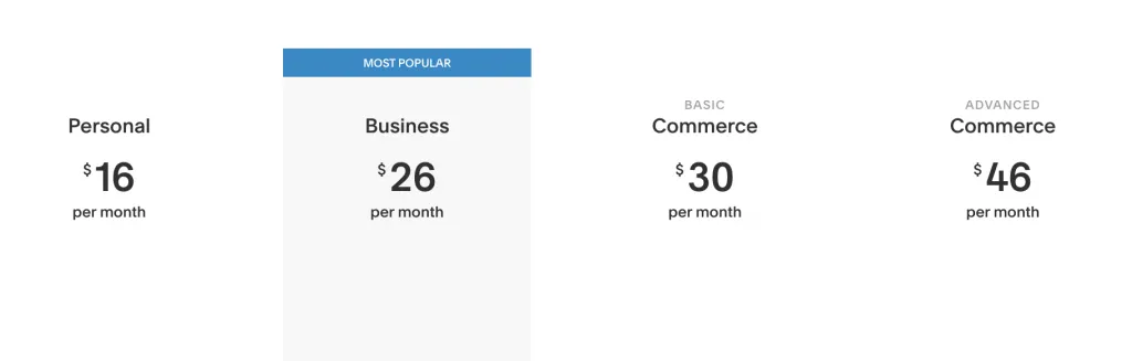 squarespace pricing table