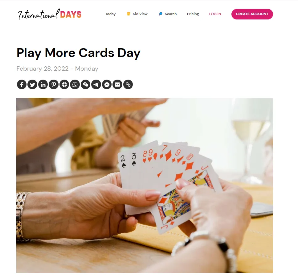Play more Cards Day: Febuary Newsletter Idea