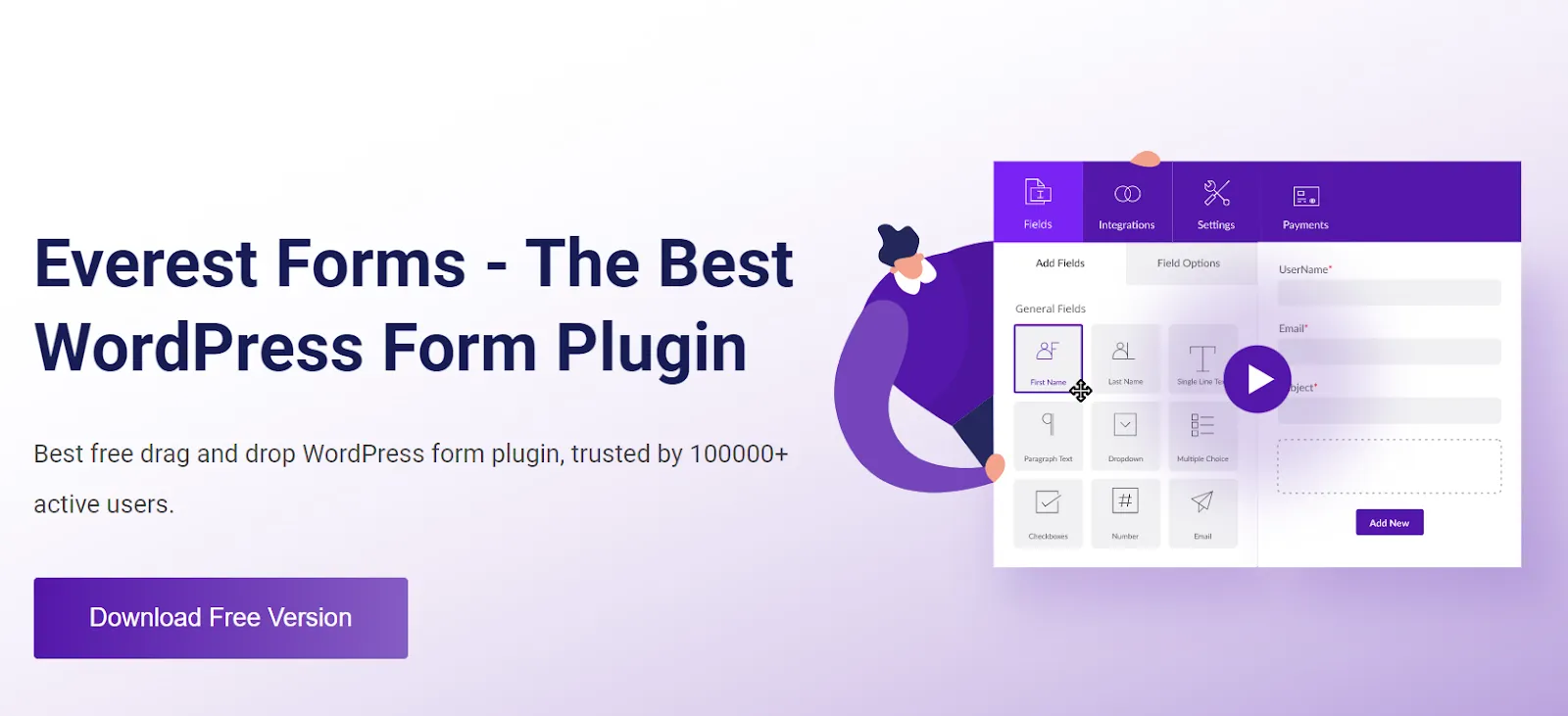 Best Wordpress email marketing plugins: Everest Forms