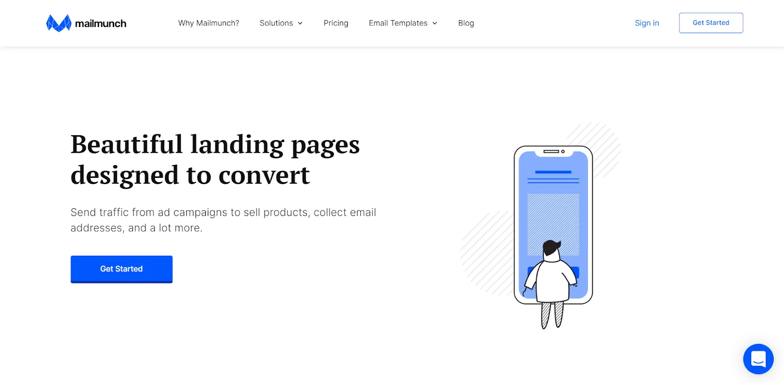 Marketing tool: Mailmunch's landing page builder