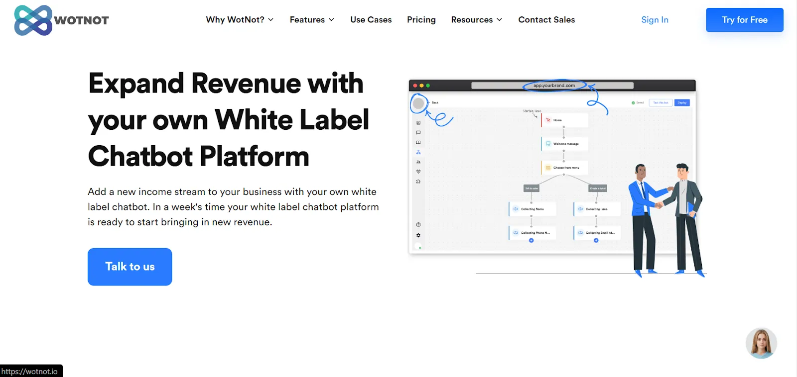 WotNot's white label page