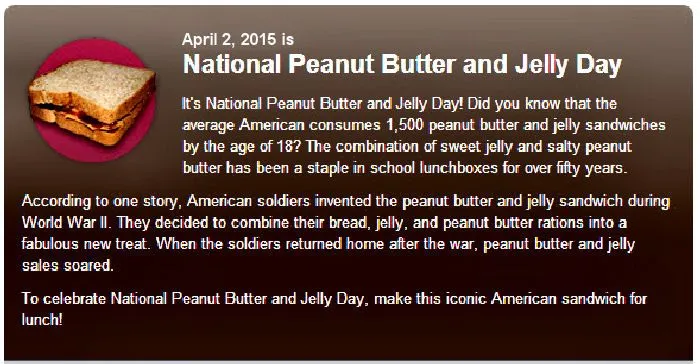 National Peanut Butter and Jelly Day: April Newsletter Idea