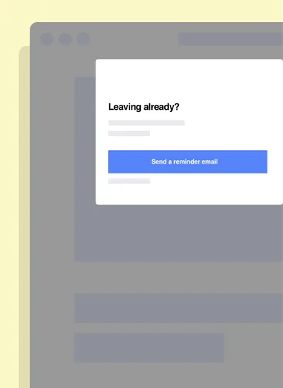 A “Leaving already?” lightbox over a web page