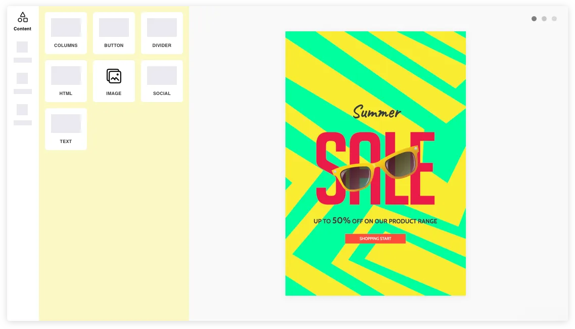 Mailmunch email builder editing a summer sale email