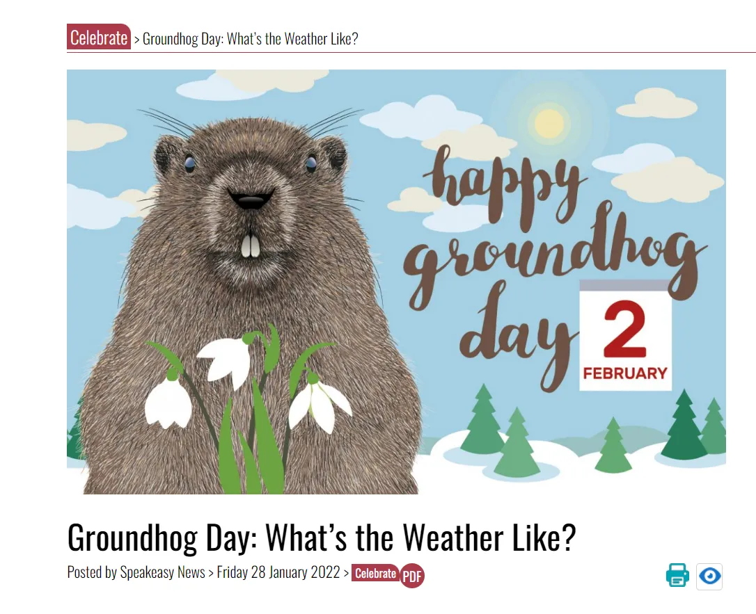 National Groundhog day: February newsletter idea