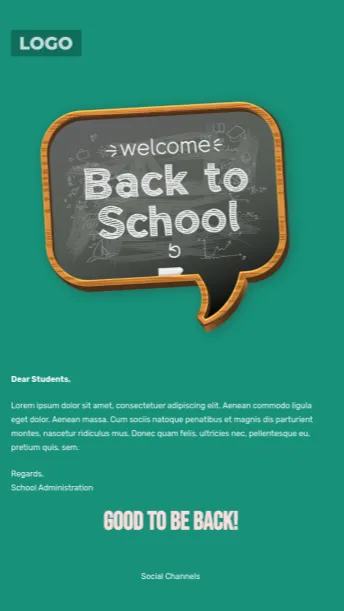 Welcome to School email template preview