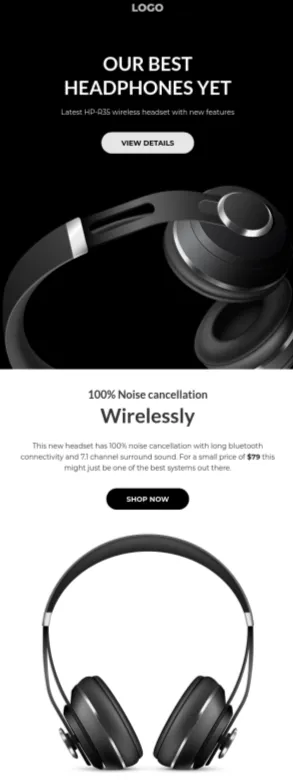 Super Headphones email template preview