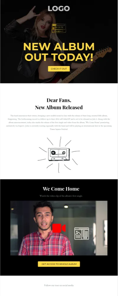 Music Album email template preview