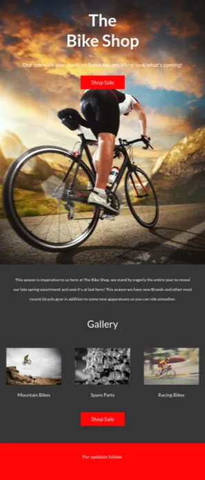 Sports Bicycle email template preview