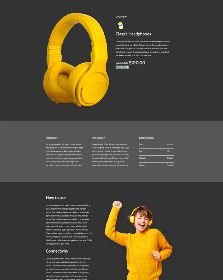 Shopify page template