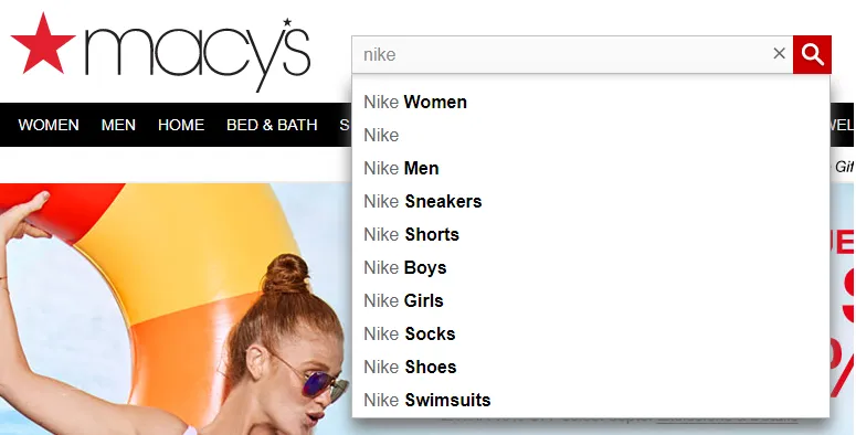 Macys search autocomplete
