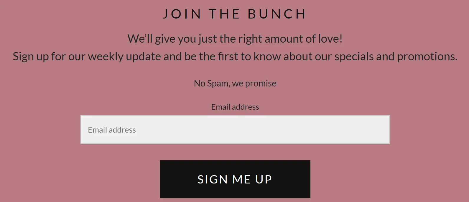 Newsletter signup email example: The get-to-know-us