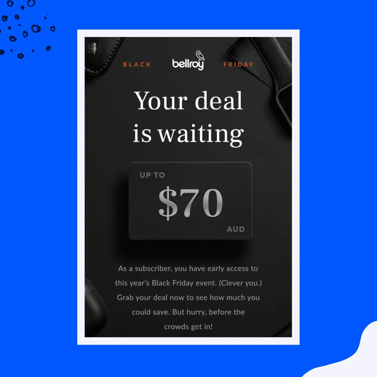 BFCM email example: Bellroy