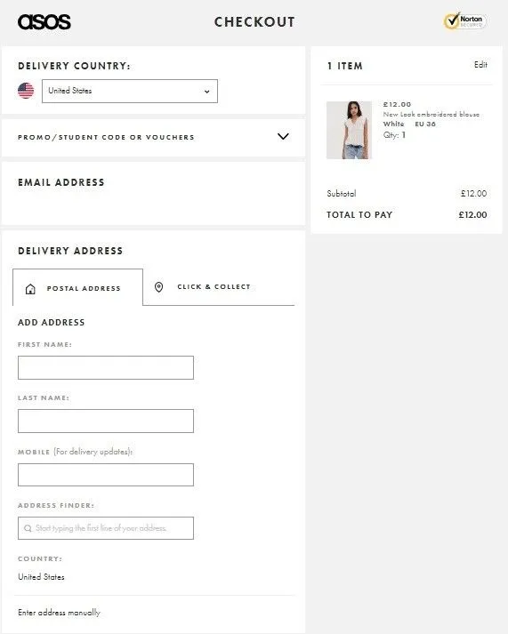 asos checkout