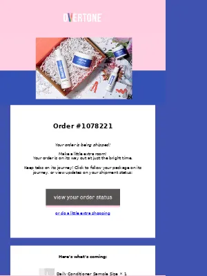 Examples of shipping emails: oVertone