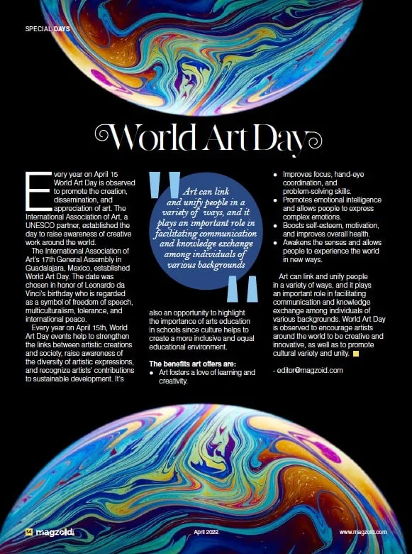 World Art Day: April Newsletter Ideas