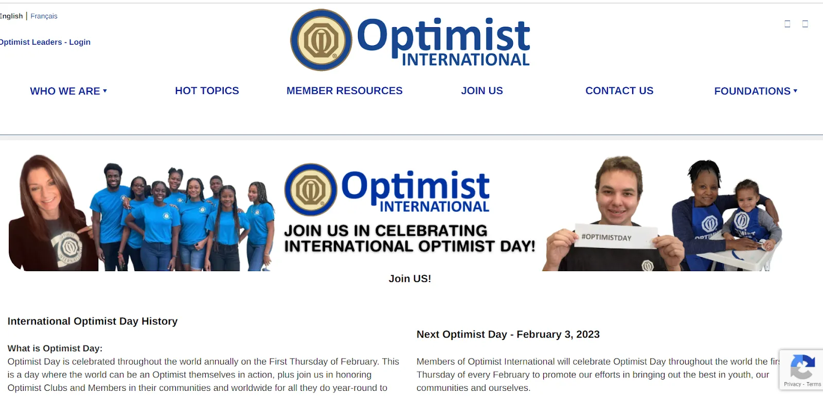 Optimist Day: February newsletter idea