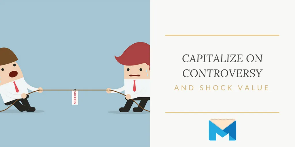 capitalize on controversy and shock value image: two business men playing tug of war