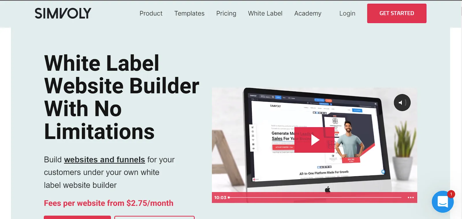 Simvoly's white label page