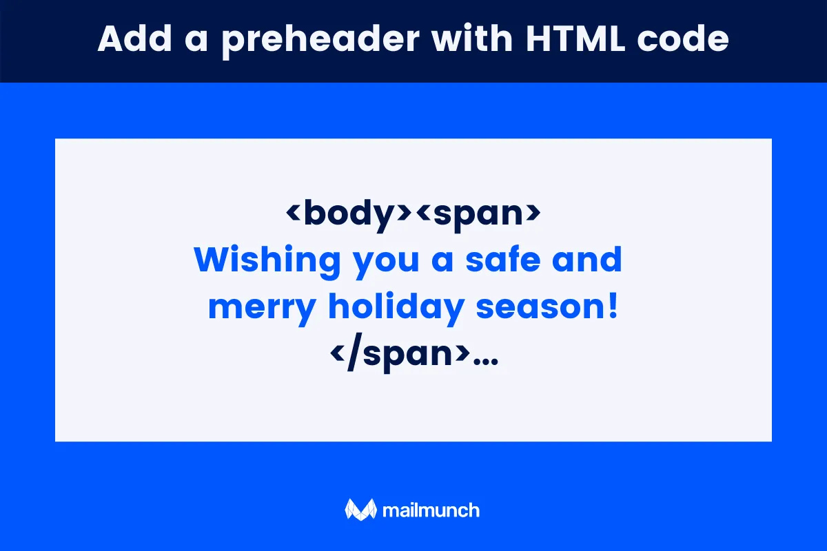 add email preheader with a code