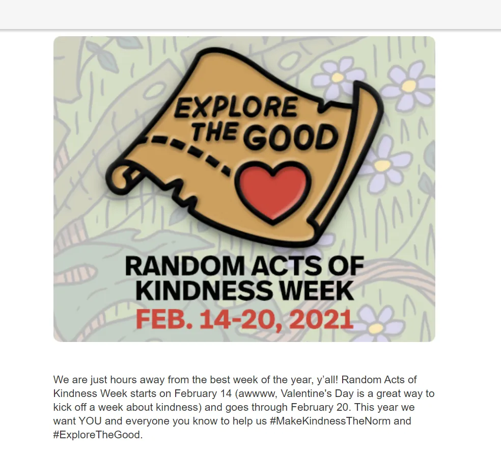 Random Acts of Kindness Day: February Newsletter Ideas