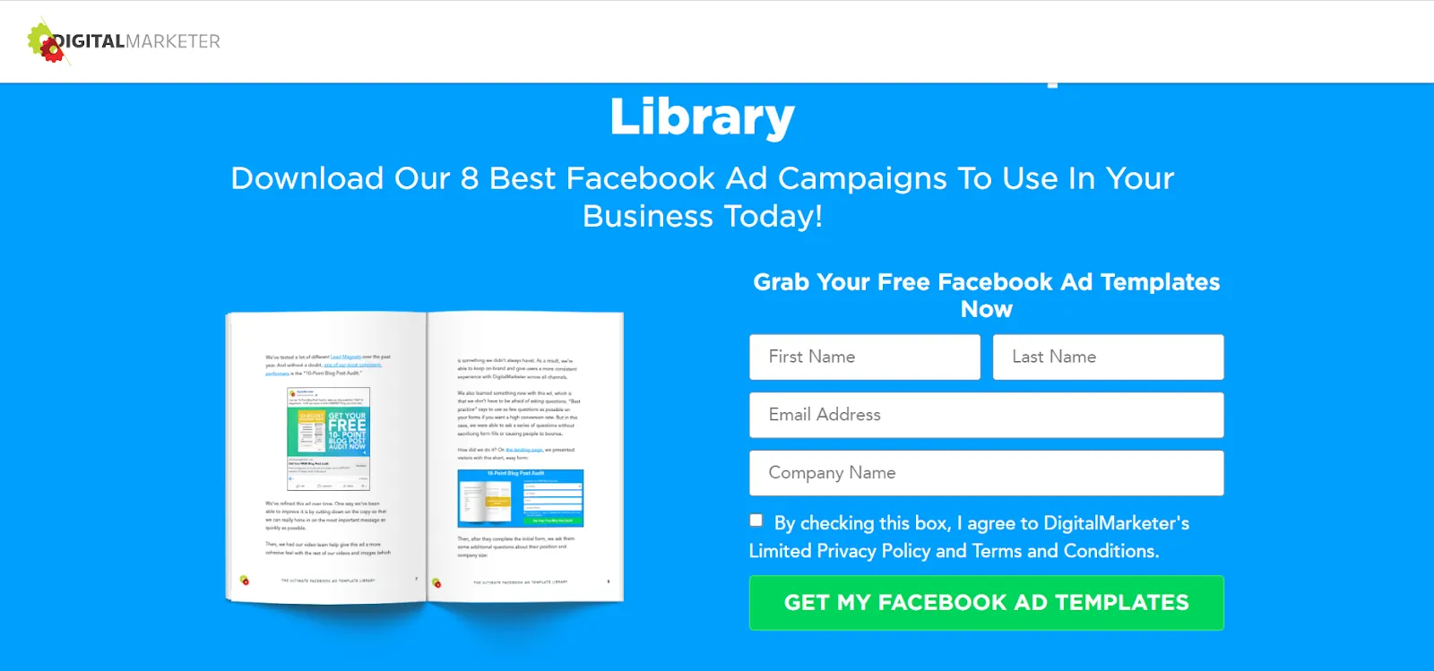 Lead Capture Page Example: Digital Marketer