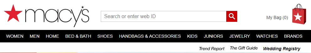 Macys main navigation