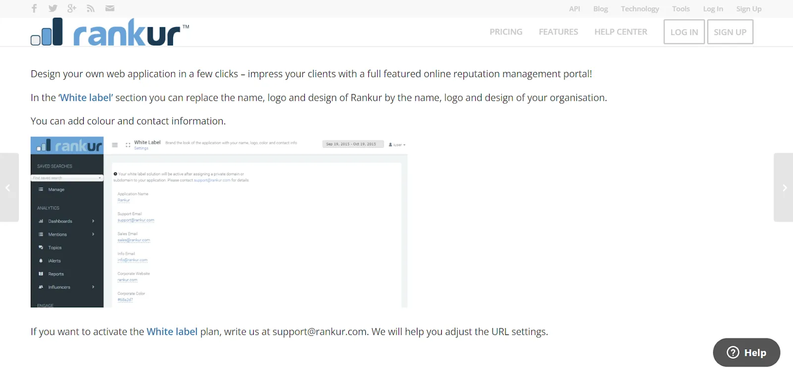 Rankur's white label page